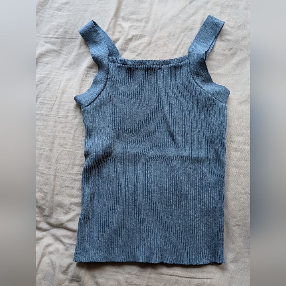 Blue Ribbed Tank Fitted